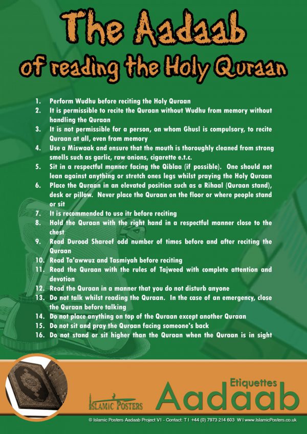 Islamic Education 65 - The Aadaab of reading the Holy Quraan